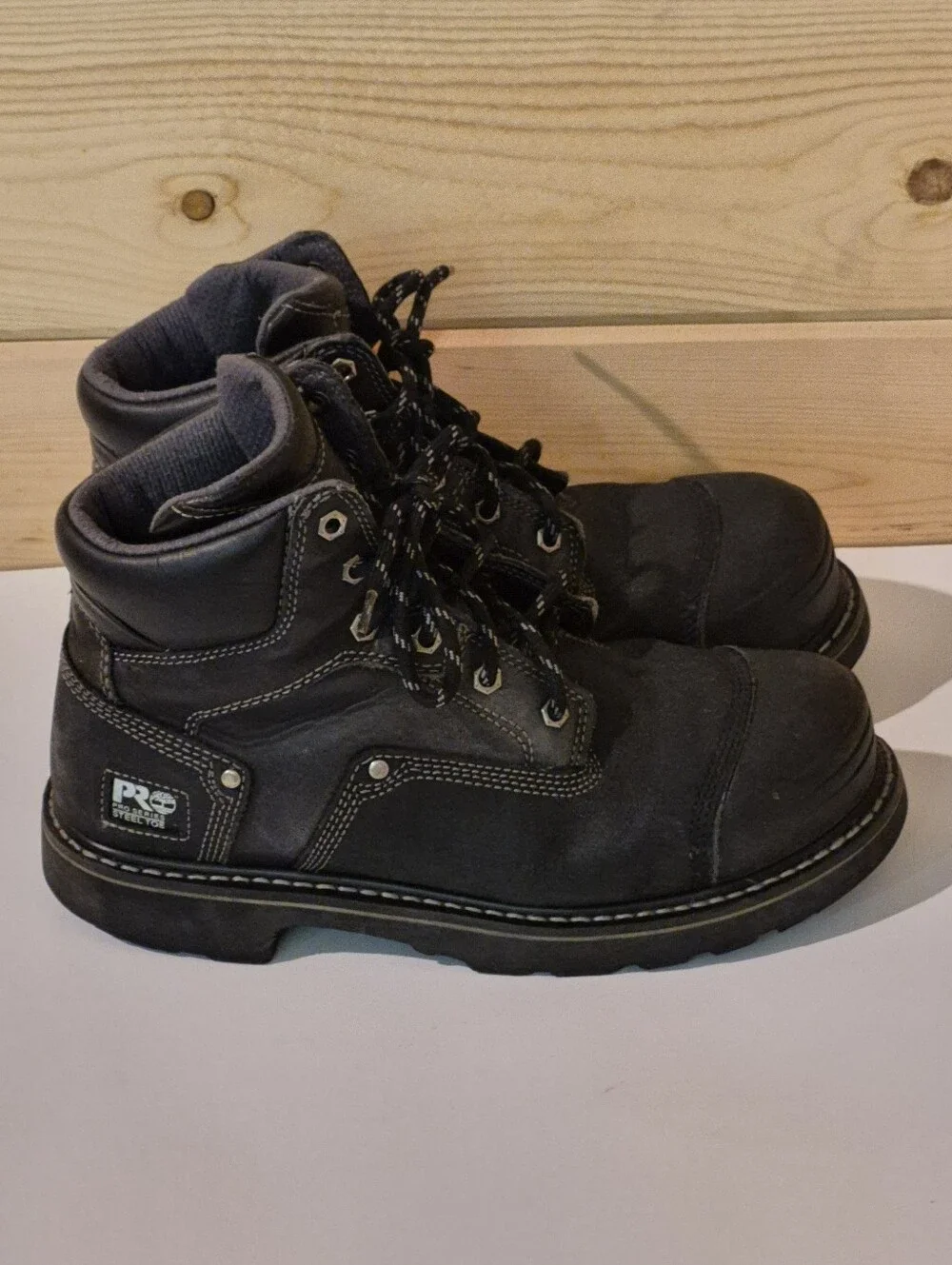 Timberland Mens Pro Series Steel Toe Black Work Boots Size 11